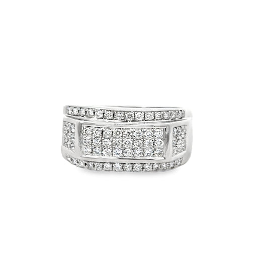 White Gold Pave-Set Multi-Row Diamond Ring