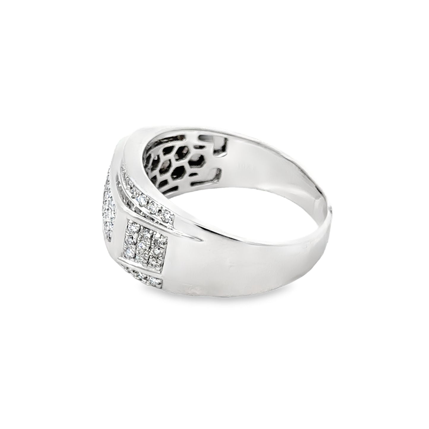 White Gold Pave-Set Multi-Row Diamond Ring