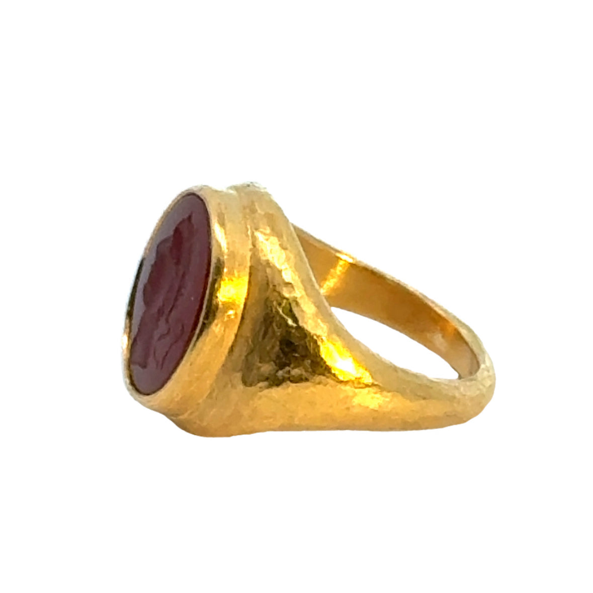 Estate 22K Yellow Gold Carnelian Signet Ring