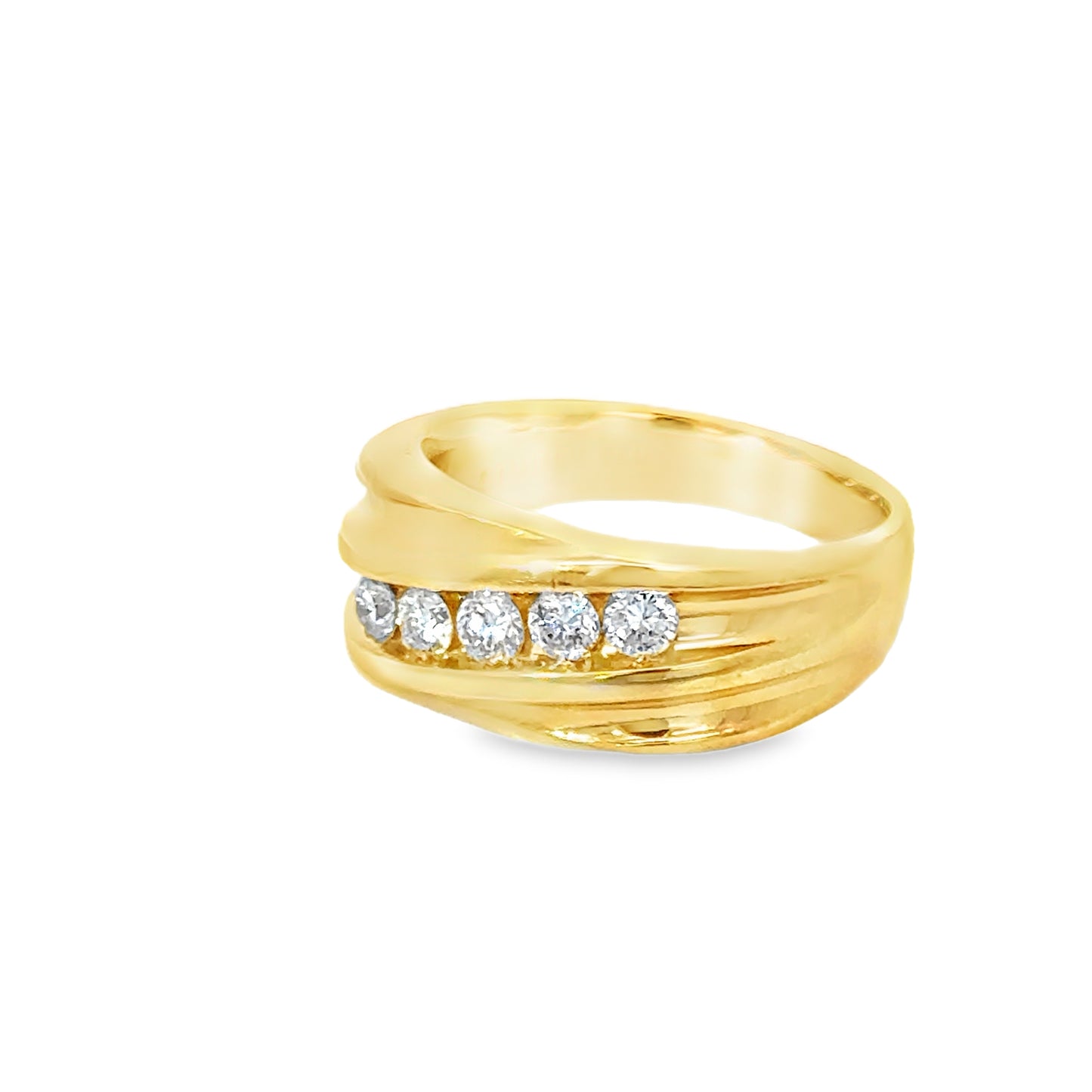 14K Gold Men’s Polished Diamond Row Ring