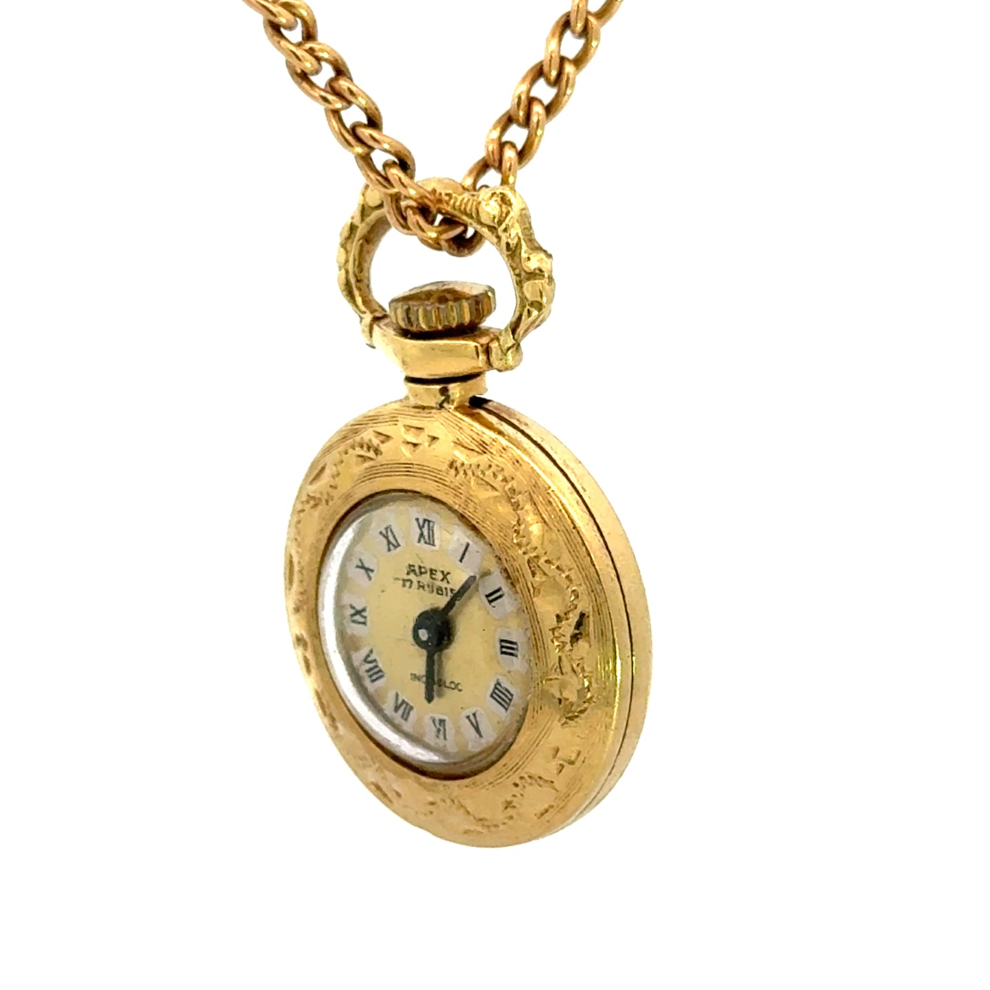 Vintage Apex 18K Yellow Gold Pendant Watch – 17 Rubis Incabloc – Necklace Watch