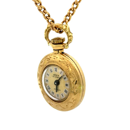Vintage Apex 18K Yellow Gold Pendant Watch – 17 Rubis Incabloc – Necklace Watch
