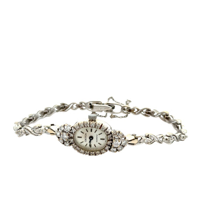 Vintage Croton Diamond Bracelet Watch – 14K White Gold - Art Deco–Inspired
