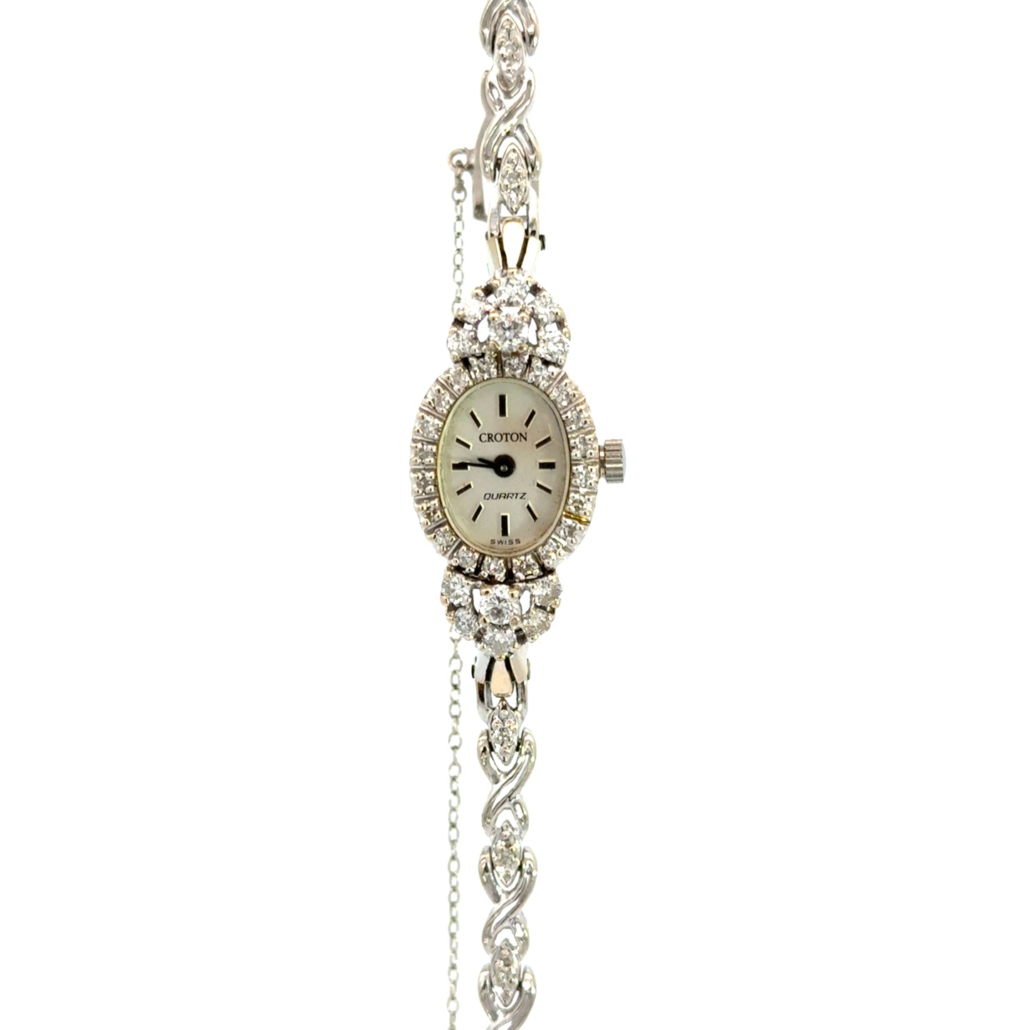 Vintage Croton Diamond Bracelet Watch – 14K White Gold - Art Deco–Inspired