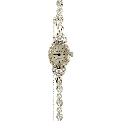 Vintage Croton Diamond Bracelet Watch – 14K White Gold - Art Deco–Inspired