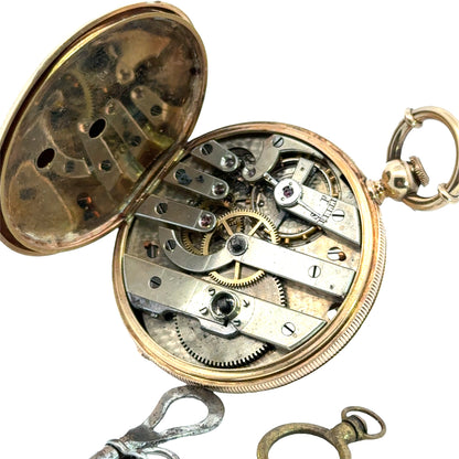 Jules Huguenin Geneva Antique Pocket Watch with Black Enamel
