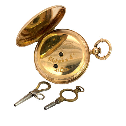 Jules Huguenin Geneva Antique Pocket Watch with Black Enamel