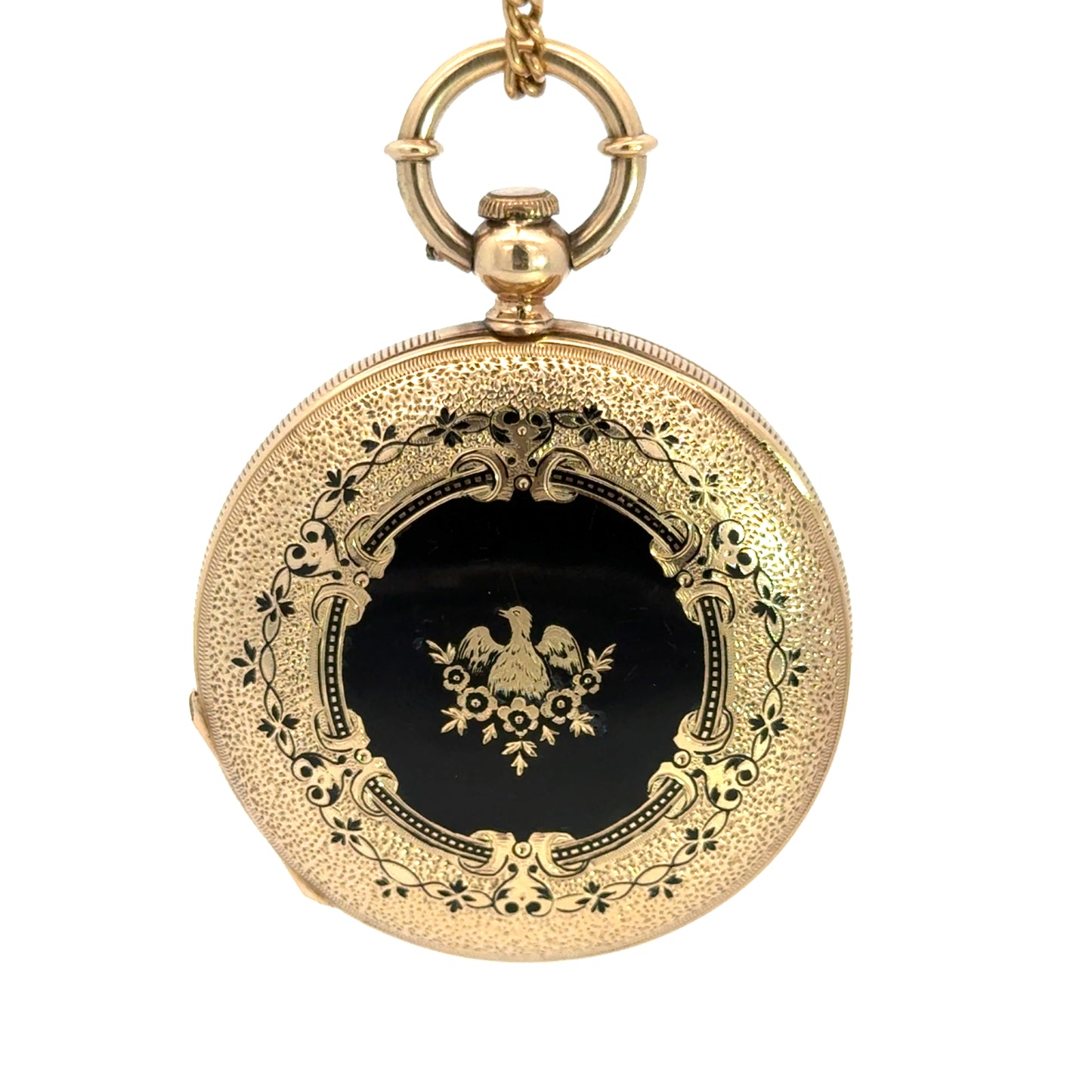 Jules Huguenin Geneva Antique Pocket Watch with Black Enamel