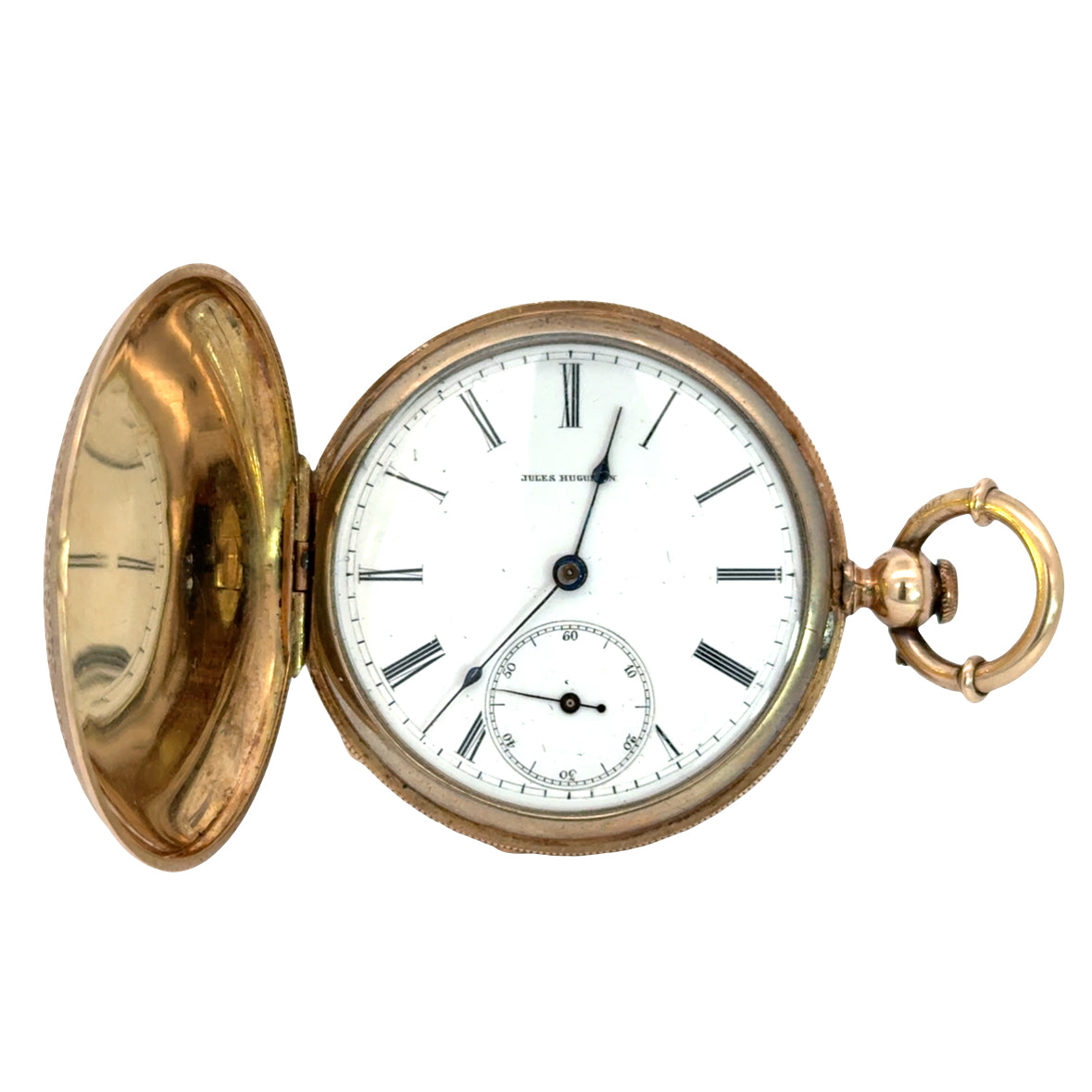 Jules Huguenin Geneva Antique Pocket Watch with Black Enamel