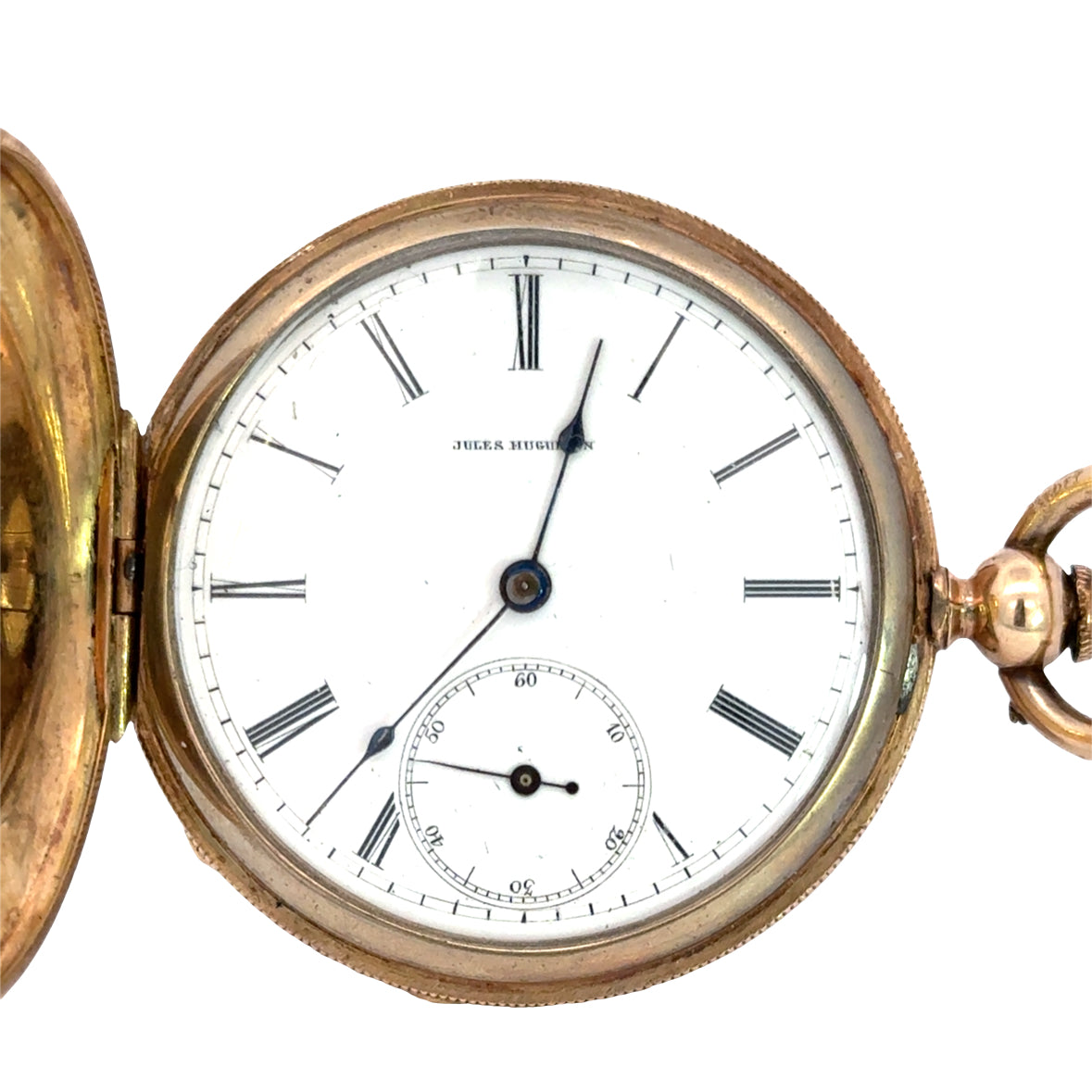 Jules Huguenin Geneva Antique Pocket Watch with Black Enamel