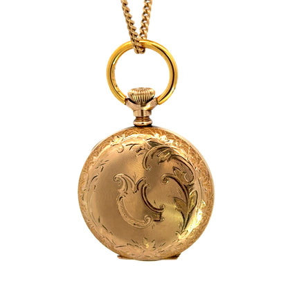Edwardian 1900-1910 Elgin Pocket Watch Gold Filled Scenic Engraved Hunter Case