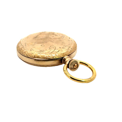 Edwardian 1900-1910 Elgin Pocket Watch Gold Filled Scenic Engraved Hunter Case