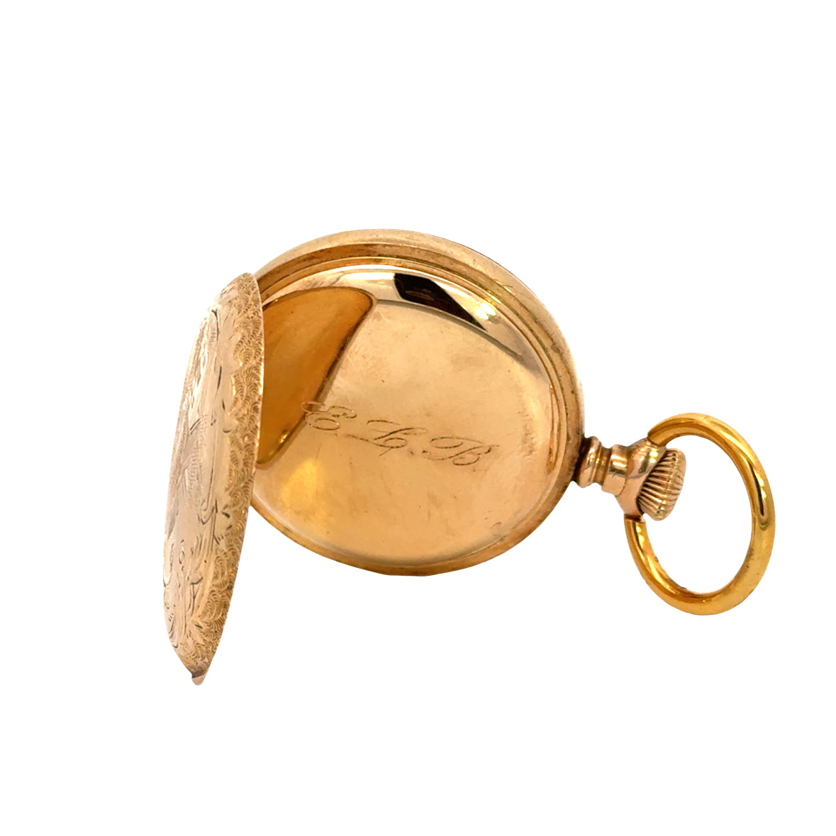 Edwardian 1900-1910 Elgin Pocket Watch Gold Filled Scenic Engraved Hunter Case