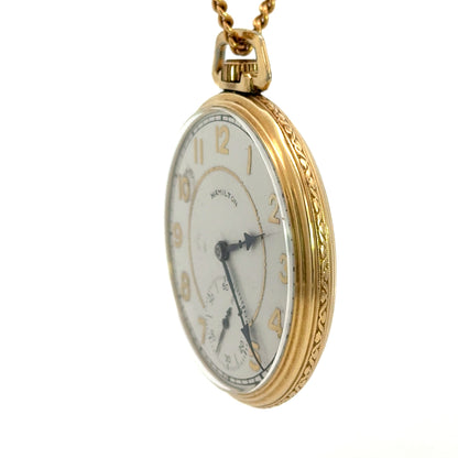 Vintage Hamilton Pocket Watch – Gold Filled – Art Deco Style Dial – Circa 1930–1940