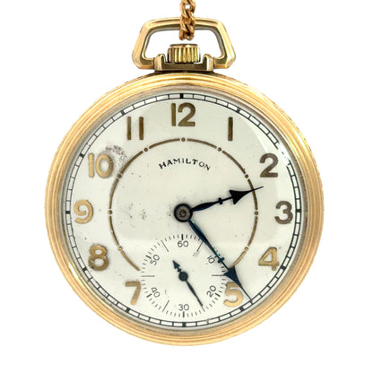 Vintage Hamilton Pocket Watch – Gold Filled – Art Deco Style Dial – Circa 1930–1940