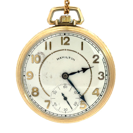 Vintage Hamilton Pocket Watch – Gold Filled – Art Deco Style Dial – Circa 1930–1940