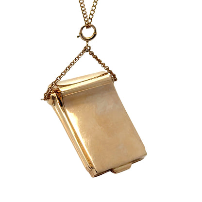 Vintage 14K Gold Picture Locket With Sapphire Cabochon & Miniature Watch