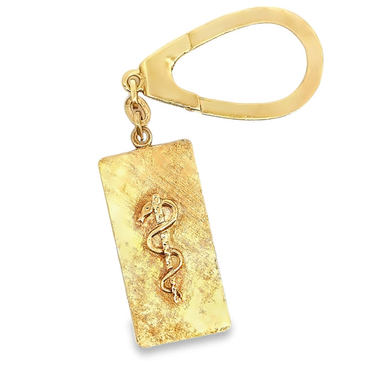 18K Textured Yellow Gold Medical Key Chain