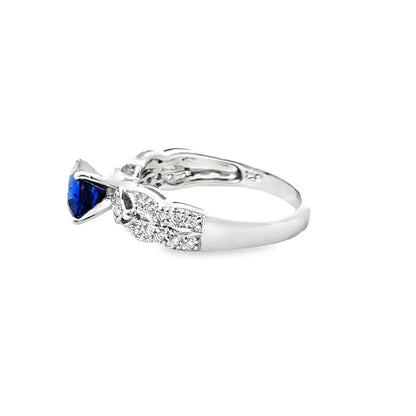 14K White Gold Delicate Sapphire & Diamond Ring