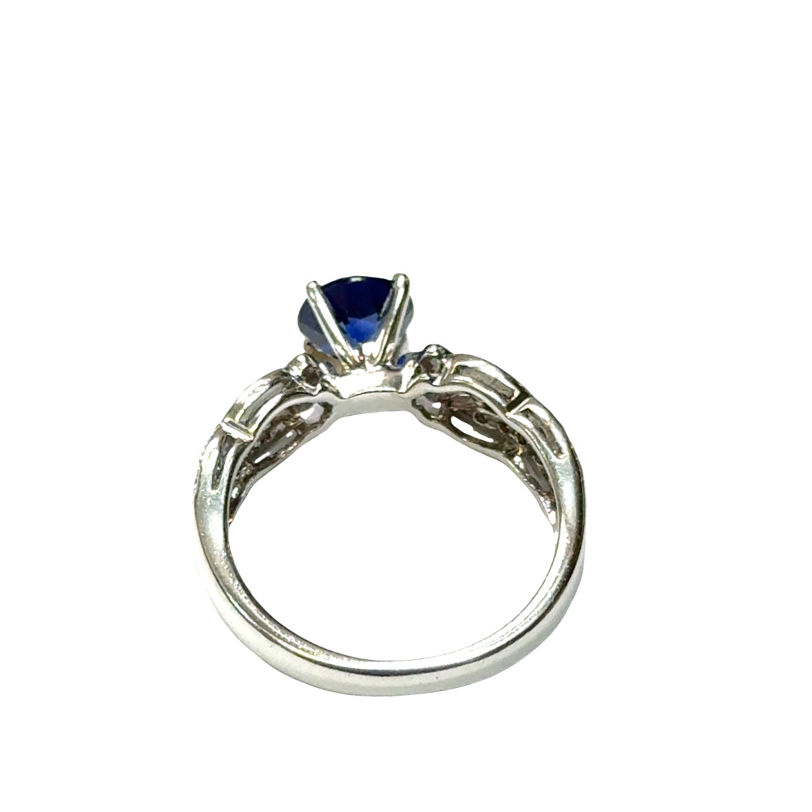 14K White Gold Delicate Sapphire & Diamond Ring