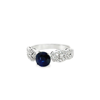 14K White Gold Delicate Sapphire & Diamond Ring