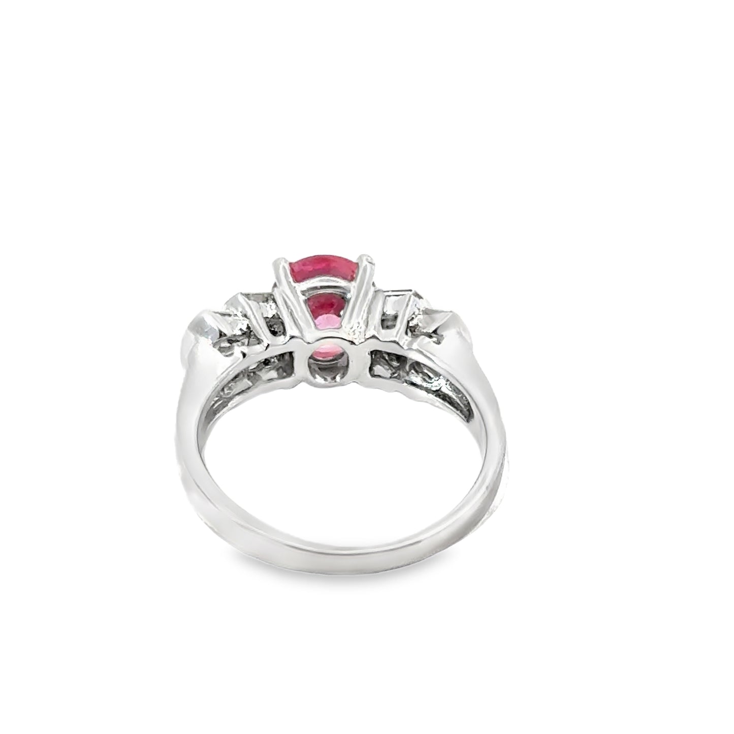 14K White Gold Pink Sapphire & Diamond Ring