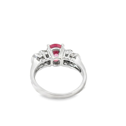 14K White Gold Pink Sapphire & Diamond Ring
