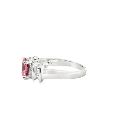 14K White Gold Pink Sapphire & Diamond Ring