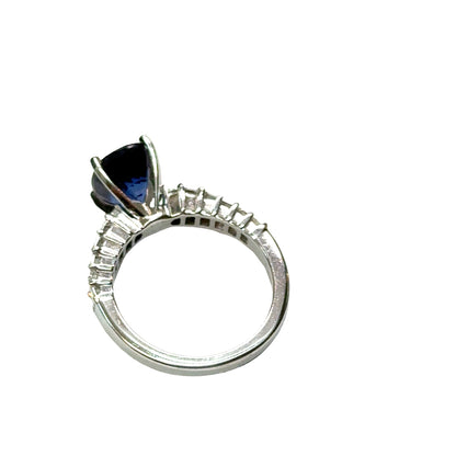 Stunning Sapphire Engagement or Cocktail Ring in 18K White Gold