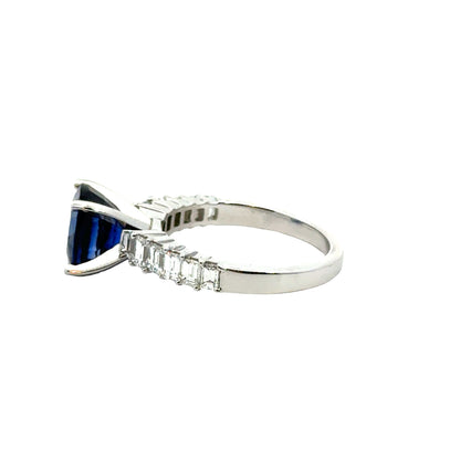 Stunning Sapphire Engagement or Cocktail Ring in 18K White Gold