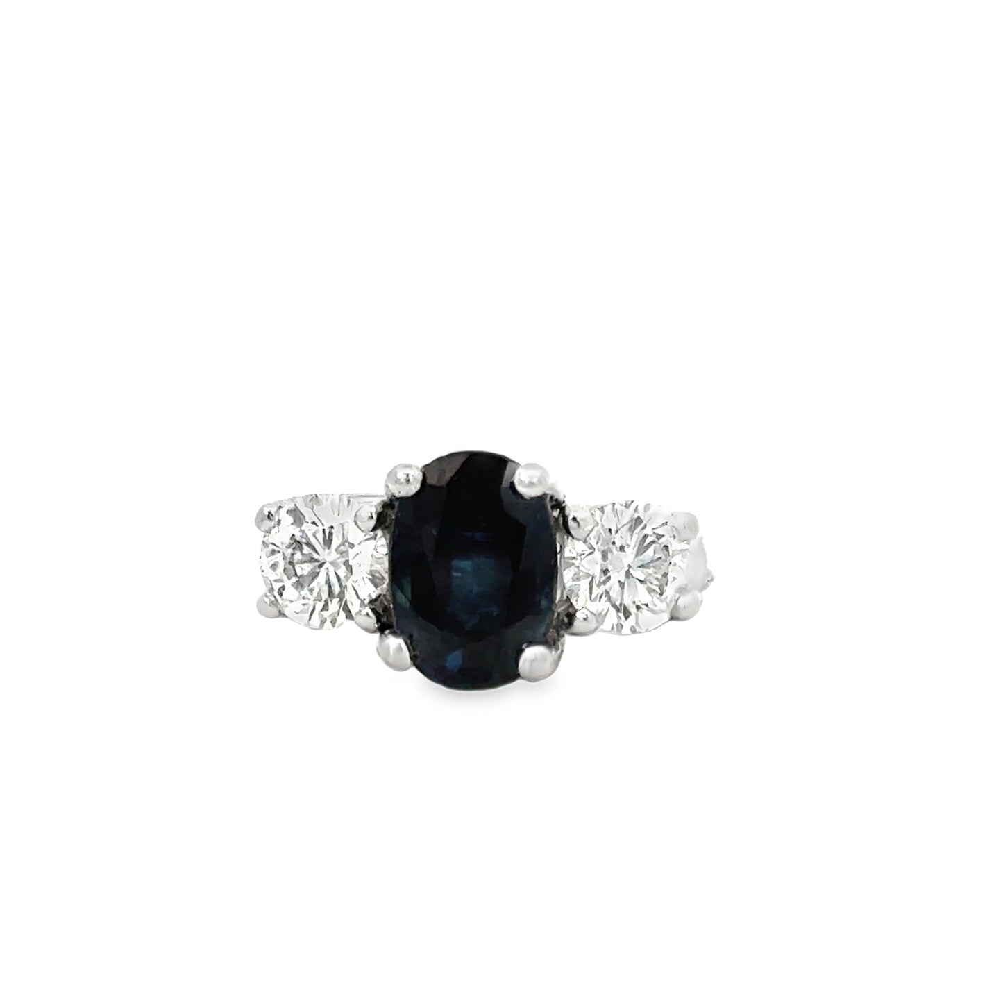 Platinum Sapphire & Diamond Three-Stone Ring