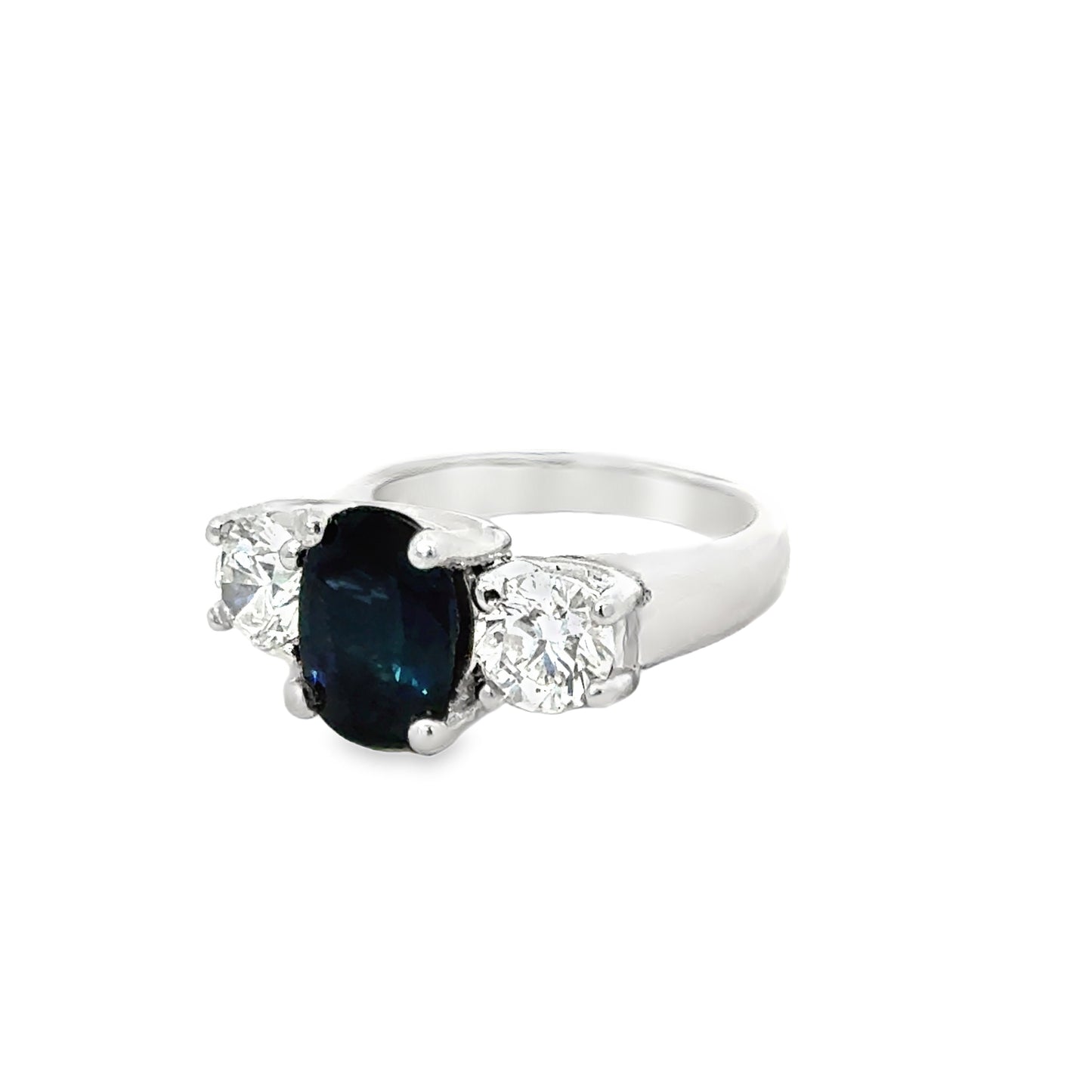 Platinum Sapphire & Diamond Three-Stone Ring