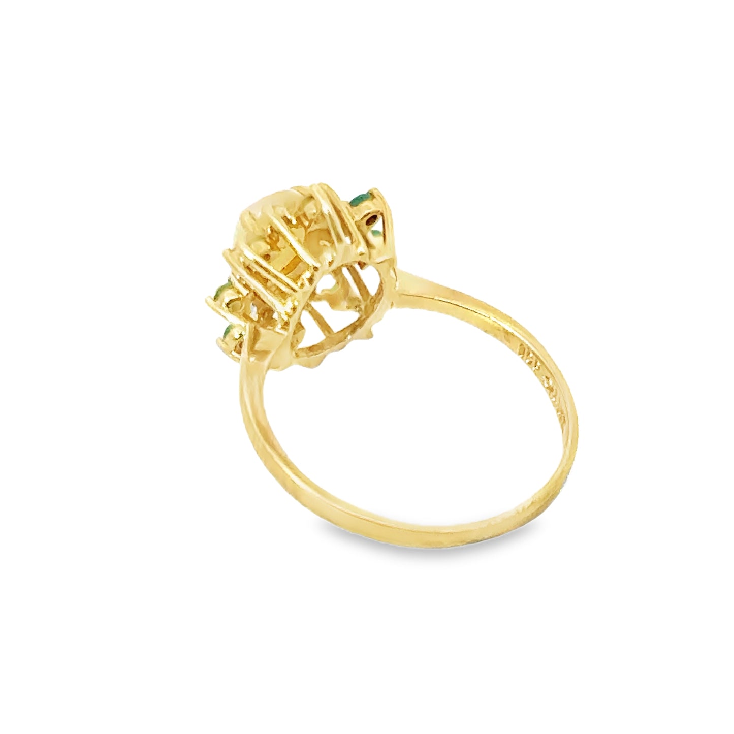 Delicate 14K Yellow Gold Opal & Emerald Ring