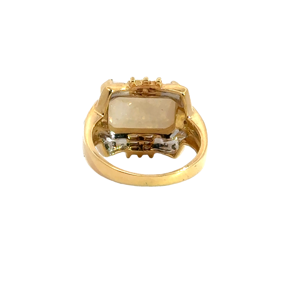 Retro 14K Yellow Gold Opal & Diamond Ring