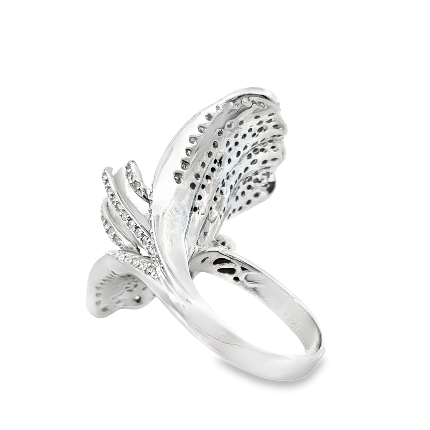 14K White Gold Glamorous 12mm Pearl and Pavé Diamond Couture Ring