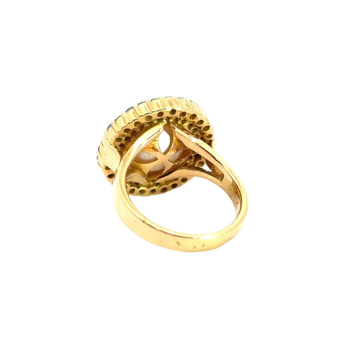 18K Yellow Gold Pearl & Diamond Cluster Ring