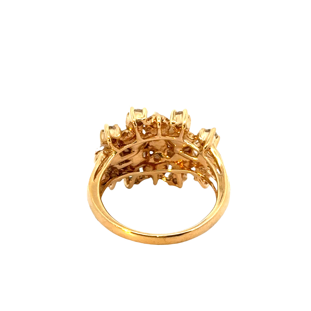 Classic 14K Gold Cocktail Ring with Pearls & Sparkling Diamonds