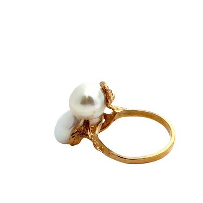 Artisan 14K Yellow Gold & Pearl Nature-Inspired Ring