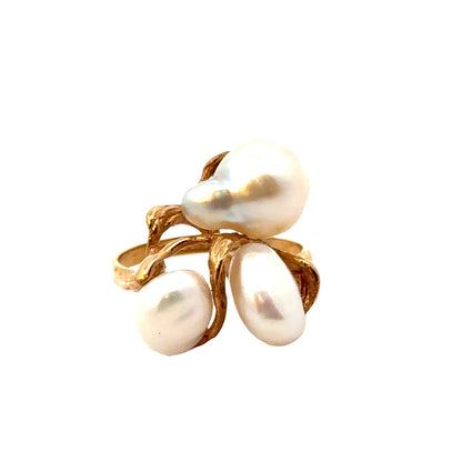Artisan 14K Yellow Gold & Pearl Nature-Inspired Ring