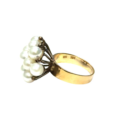 14K Yellow Gold Dome Pearl Ring – 1950’s Design