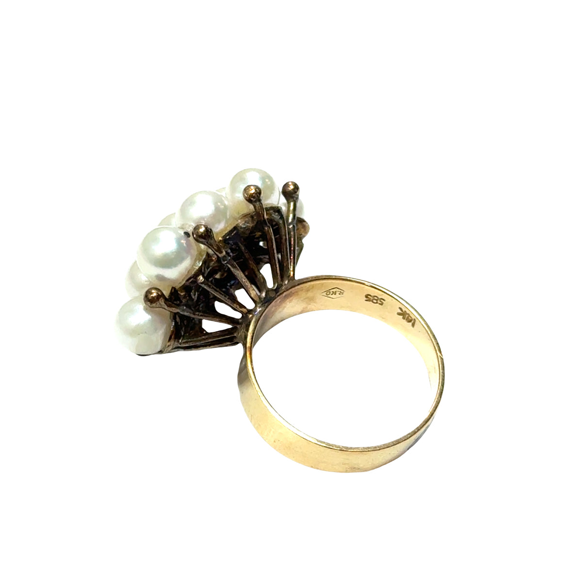 14K Yellow Gold Dome Pearl Ring – 1950’s Design