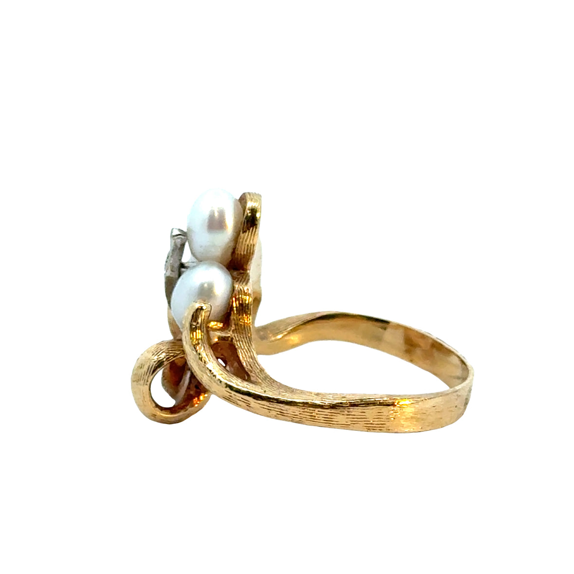 14K Yellow Gold Pearl & Diamond Bouquet Ring