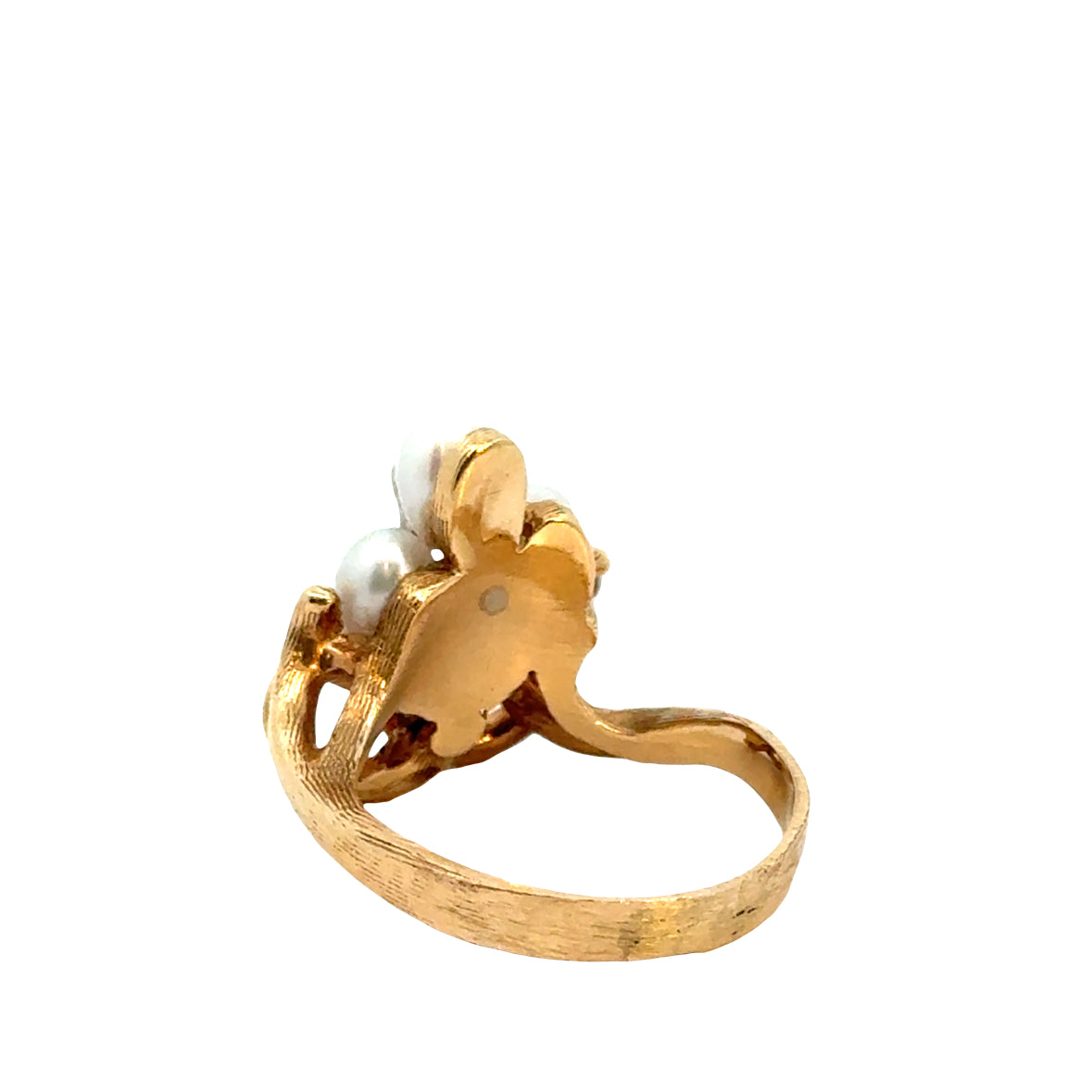 14K Yellow Gold Pearl & Diamond Bouquet Ring
