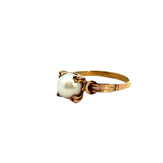 Antique 1940’s 14K Rose Gold Pearl Ring