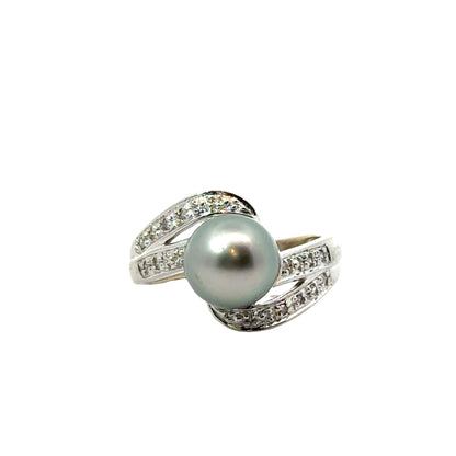 Timeless 14K White Gold Pearl & Diamond Split Band Ring