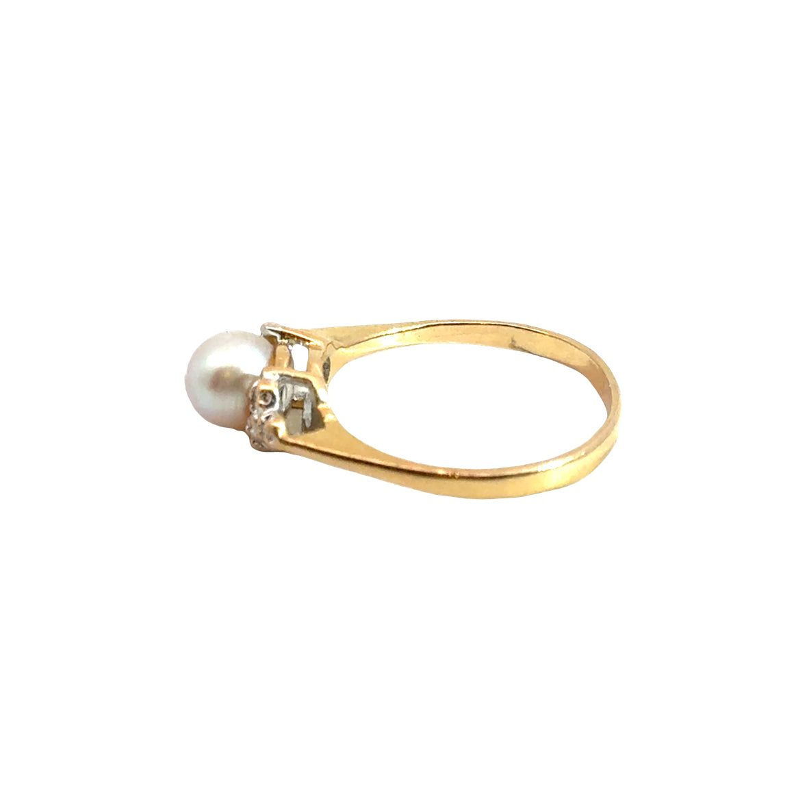 Delicate 14K Gold Ring with Pearl & Diamond Accents