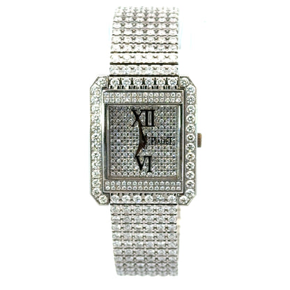 Piaget 18K White Gold & Diamond Watch – Full Pavé Dial and Bracelet