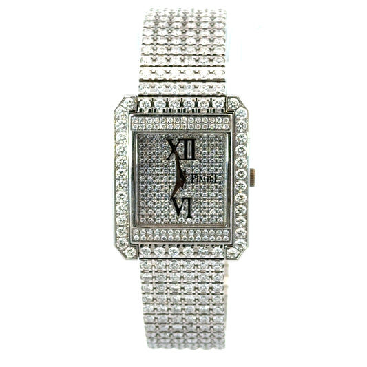 Piaget 18K White Gold & Diamond Watch – Full Pavé Dial and Bracelet