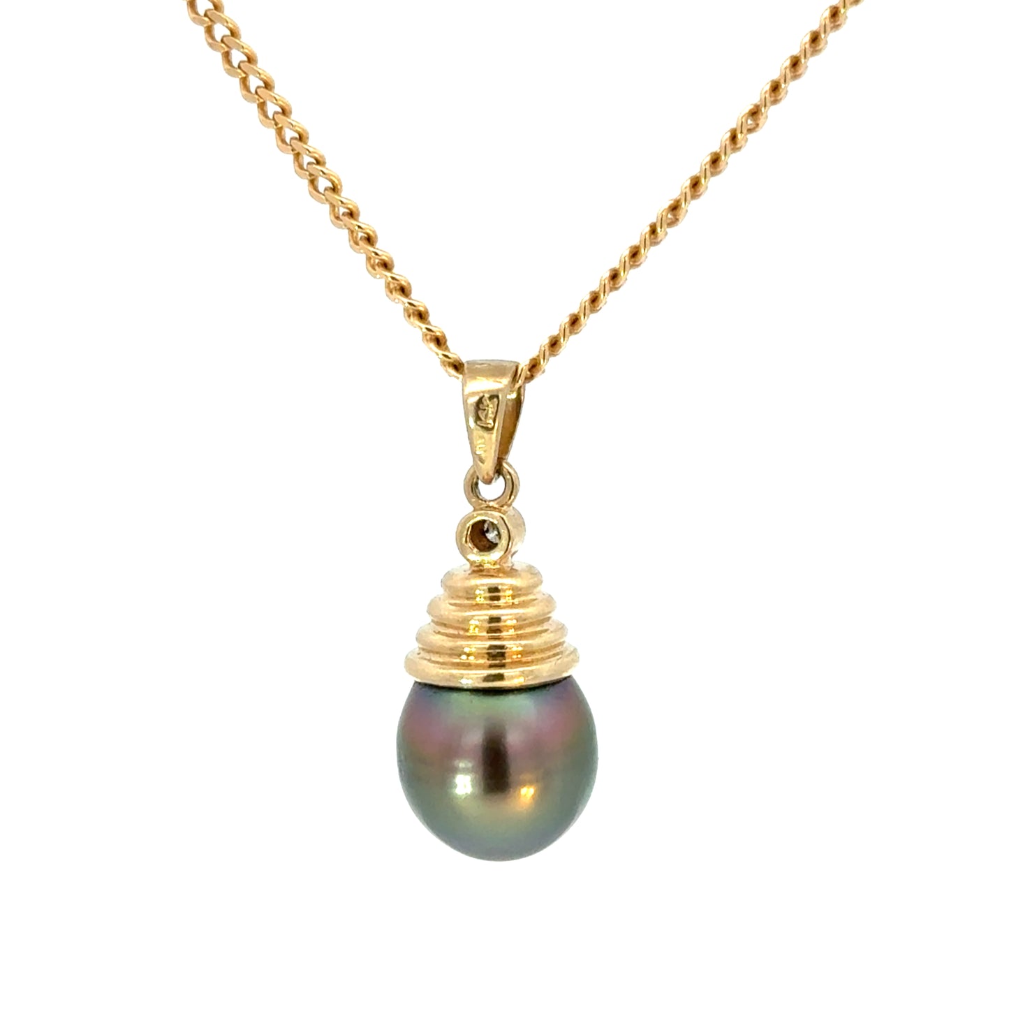 Elegant 14K Gold Blue Pearl Drop Pendant