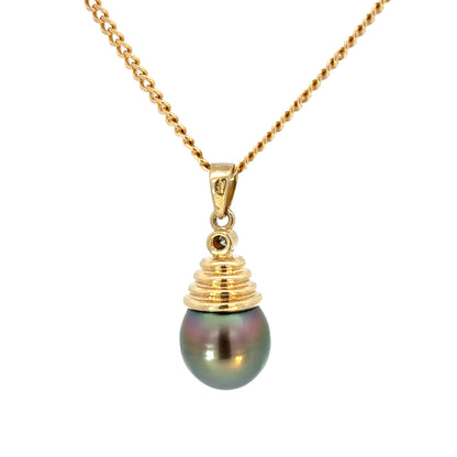 Elegant 14K Gold Blue Pearl Drop Pendant